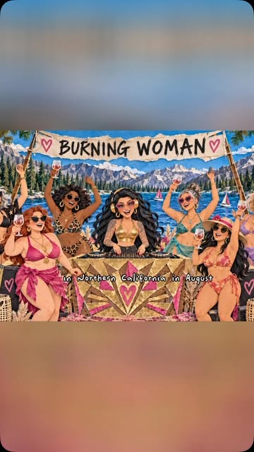 Colorful Burning Woman festival illustration shared by Mer